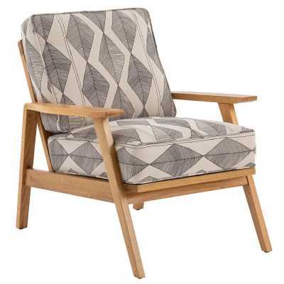 Кресло с каркасом из массива дуба Deniaud Oak Rhombus Beige Armchair