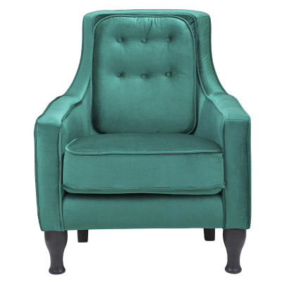 Кресло с мягкой обивкой из велюра на 4-х ножках из массива березы Scarlett Armchair green