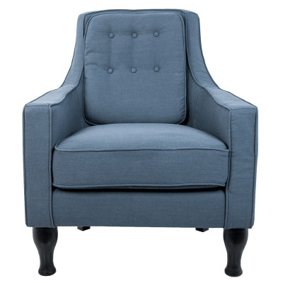Кресло с мягкой обивкой из льна на 4-х ножках из массива березы Scarlett Armchair blue