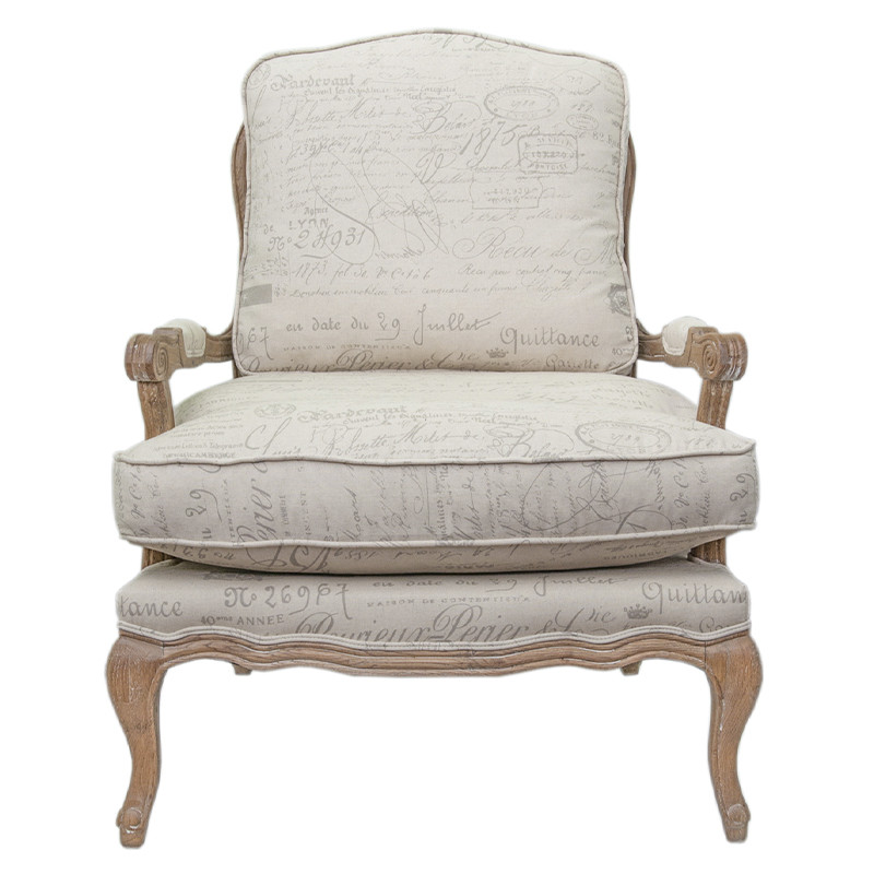 Кресло со спинкой из ротанга Ellie Rattan Armchair beige print flax