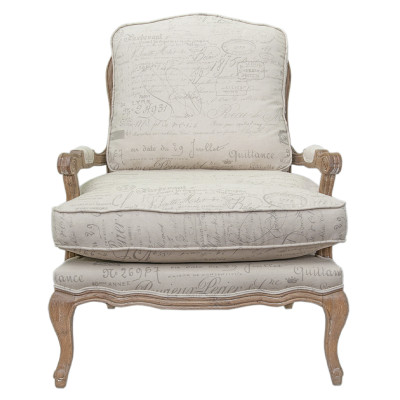 Кресло со спинкой из ротанга Ellie Rattan Armchair beige print flax