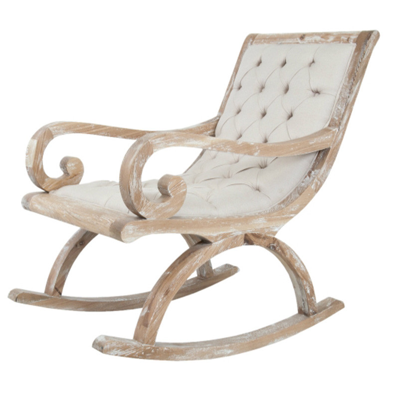 Кресло-качалка с мягкой обивкой из льна Ella Armchair beige