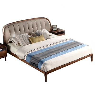 Кровать двуспальная с мягким округлым изголовьем Walnut Bed