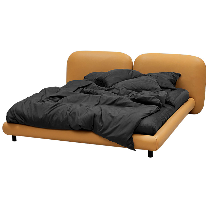 Кровать с обивкой из эко-кожи мягким изголовьем и основанием Ollie Bed
