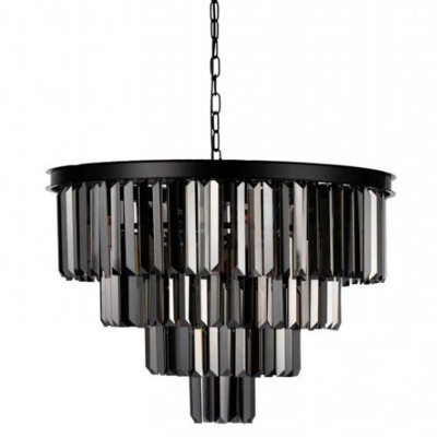 Круглая Люстра Odeon Black iron Four Layers Серое Стекло диаметр 60 см