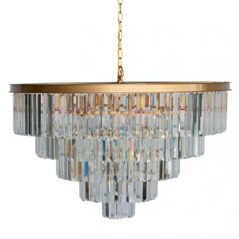 Круглая Люстра Odeon GOLD iron Five Layers Прозрачное Стекло диаметр 80 см