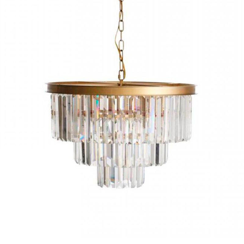 Круглая Люстра GOLD iron Three Layers Прозрачное Стекло диаметр 50 см