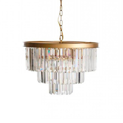 Круглая Люстра GOLD iron Three Layers Прозрачное Стекло диаметр 50 см