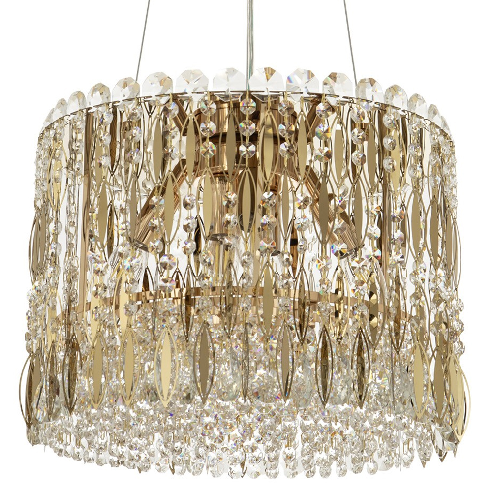 Круглая люстра с металлическими и хрустальными подвесками Bonnay Crystal Chandelier