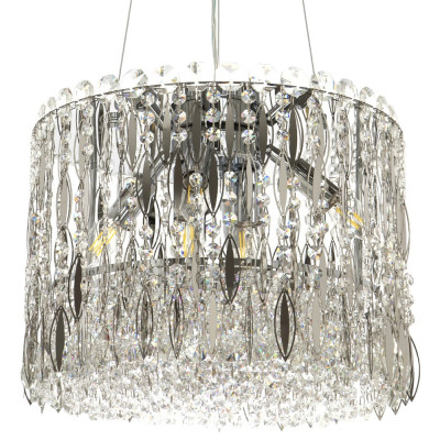 Круглая люстра с металлическими и хрустальными подвесками Bonnay Crystal Chrome Chandelier