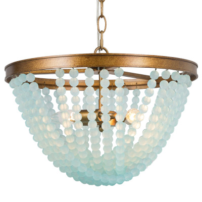 Круглая люстра с подвесками в виде круглых голубых бусин Blue Beads Chandelier