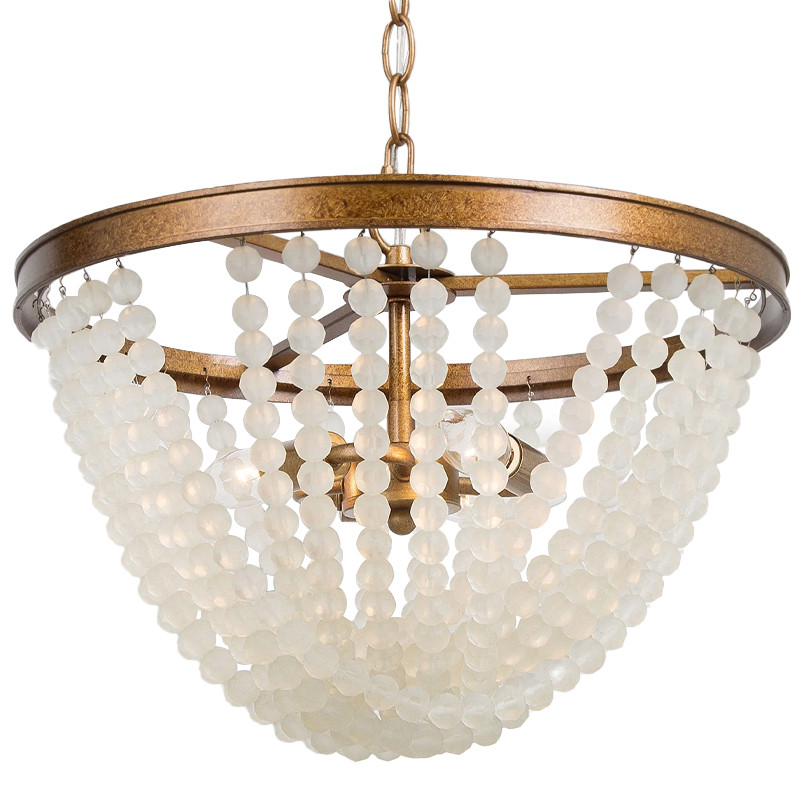 Круглая люстра с подвесками в виде круглых прозрачных бусин Transparent Beads Chandelier