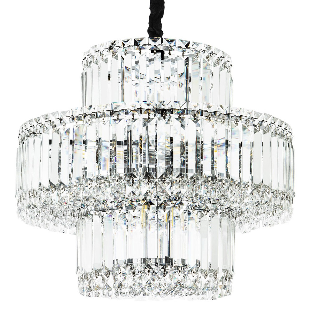 Круглая люстра с хрустальным декором Harmonica Crystal Round Chrome Chandelier