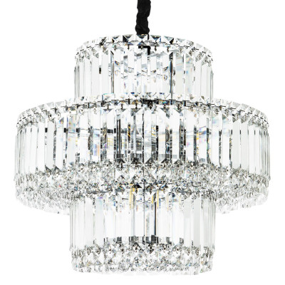 Круглая люстра с хрустальным декором Harmonica Crystal Round Chrome Chandelier