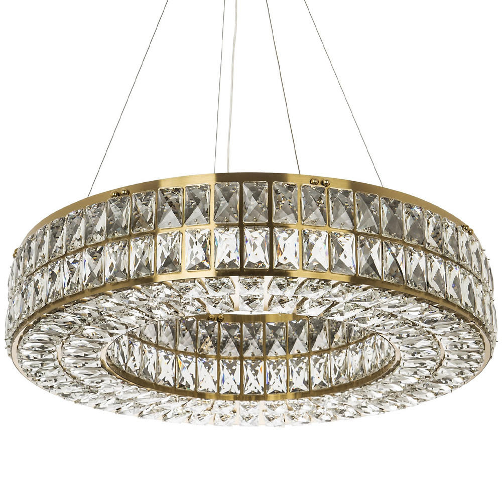 Круглая люстра с хрустальным декором Langlais Crystal Brass Chandelier