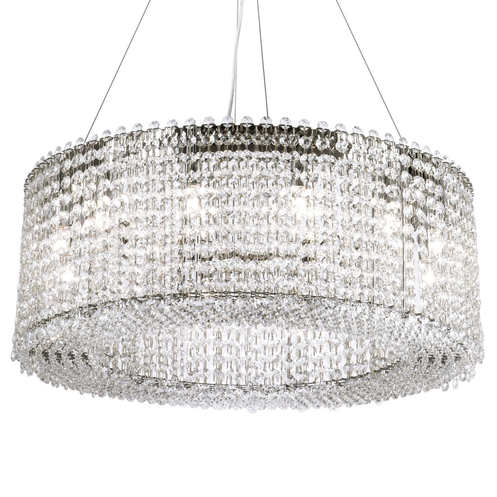 Круглая люстра с хрустальными подвесками хром Crystal Art Chrome Chandelier 12