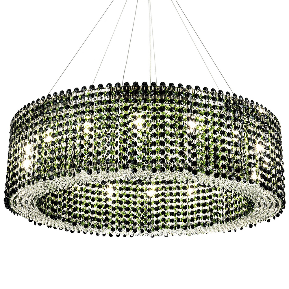 Круглая люстра с хрустальными подвесками хром Crystal Art Chrome Green Chandelier 16