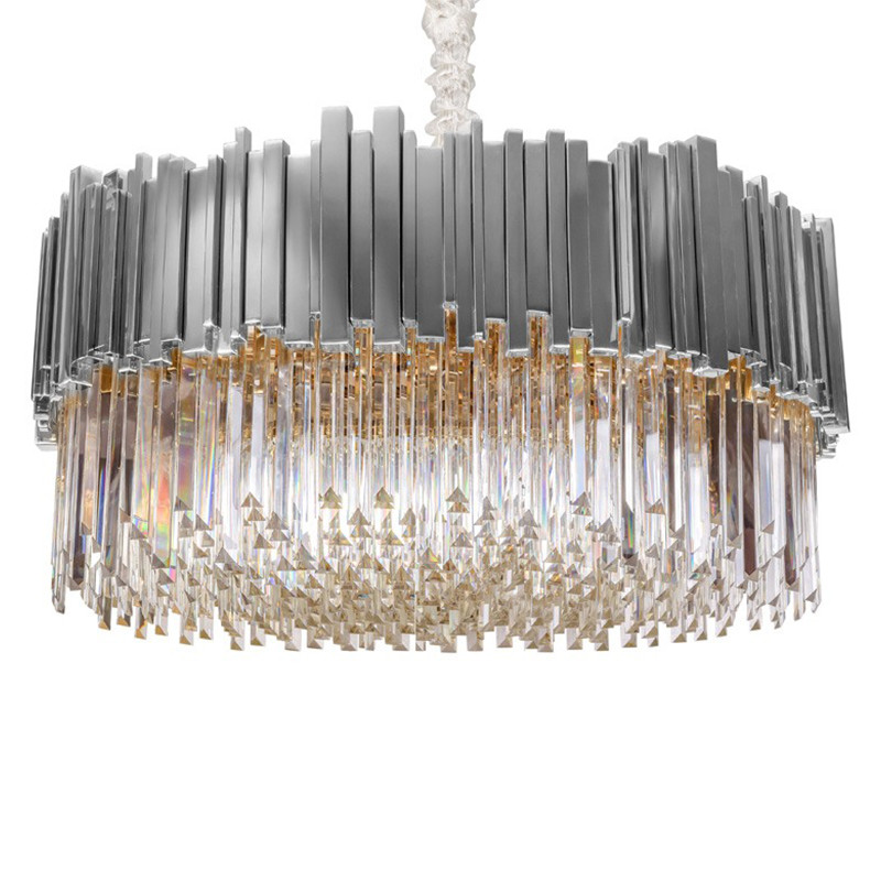 Круглая многоярусная люстра Luxxu Modern Cascade Chandelier Silver Metal Glass 100