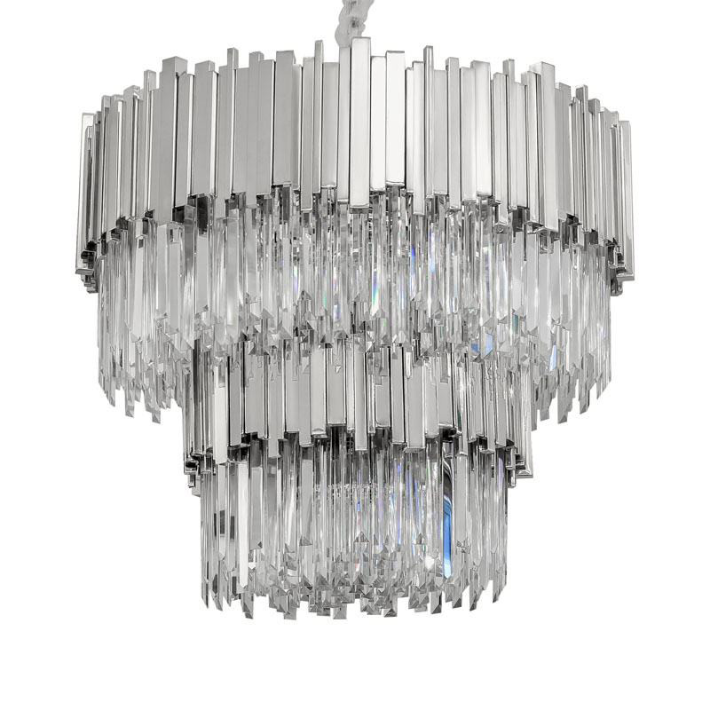 Круглая многоярусная люстра Luxxu Modern Cascade Chandelier Silver Metal Glass 80