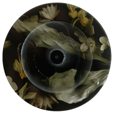 Круглая подставка под благовония из эпоксидной смолы с цветами черная Epoxy Resin Flowers Incense Stand Black