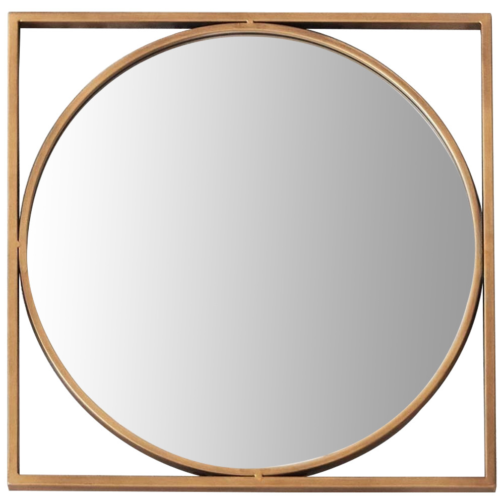 Круглое зеркало в квадратной раме из металла Coste Mirror