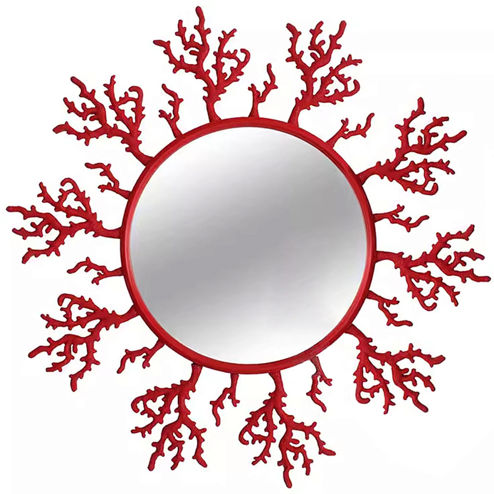 Круглое настенное зеркало Coral Mirror Red