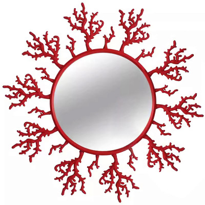 Круглое настенное зеркало Coral Mirror Red