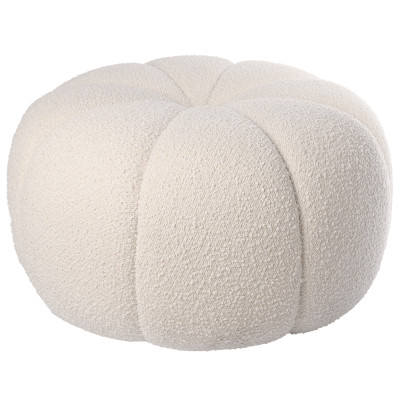 Круглый мягкий пуф с обивкой букле Gabrielle White Boucle Pouf