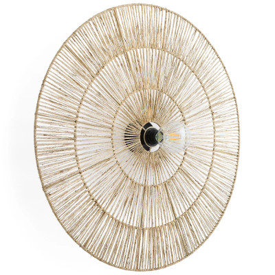 Круглый настенный светильник с декором из пеньковой веревки Alano Wall Lamp