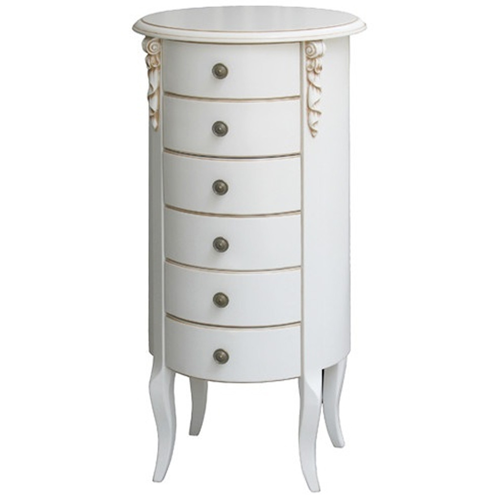 Круглый небольшой комод в стиле прованс с 6-ю ящиками Montmartre Provence Chest of Drawers