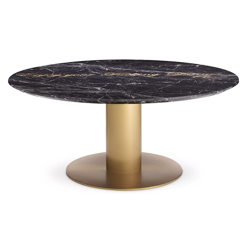 Круглый обеденный стол c чёрной мраморной столешницей Philipp Plein Dining Table Enjoy
