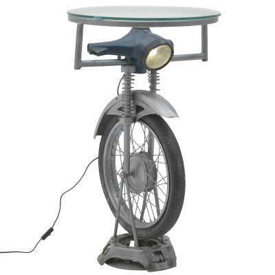 Круглый обеденный стол с подстольем в виде мопеда с подсветкой Motorbike Shaped Side Table