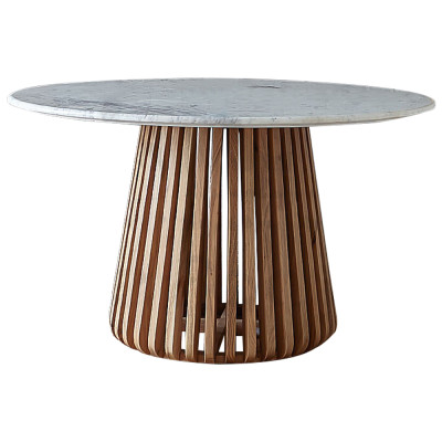 Круглый обеденный стол со столешницей из белого мрамора Veras White Marble Table