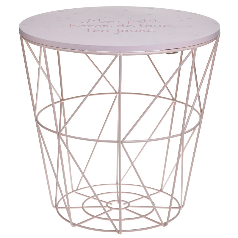 Круглый приставной стол-корзина Pink Wire Basket Side Table
