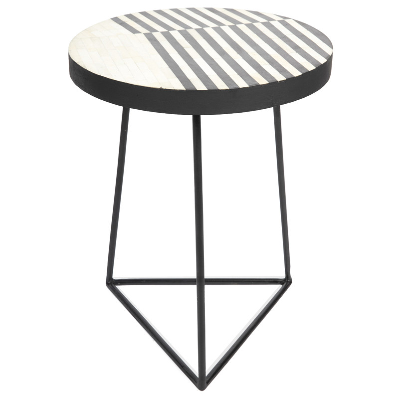 Круглый приставной столик Bone Inlay Strips