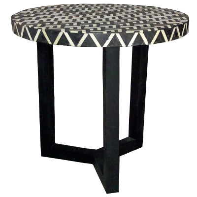 Круглый приставной столик Bone Inlay Zigzag