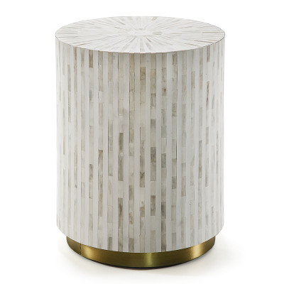 Круглый приставной столик с инкрустацией RADIAL BONE INLAY SIDE TABLE