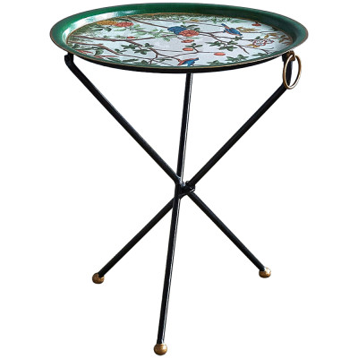 Круглый приставной столик складной Chinoiserie Blooming Garden Side Table