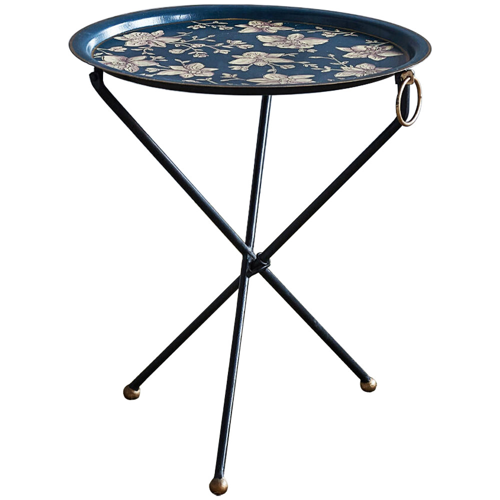 Круглый приставной столик складной Chinoiserie Flowers Side Table
