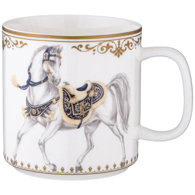 Кружка из фарфора белая с изображением лошади 400 мл Porcelain Horse Set