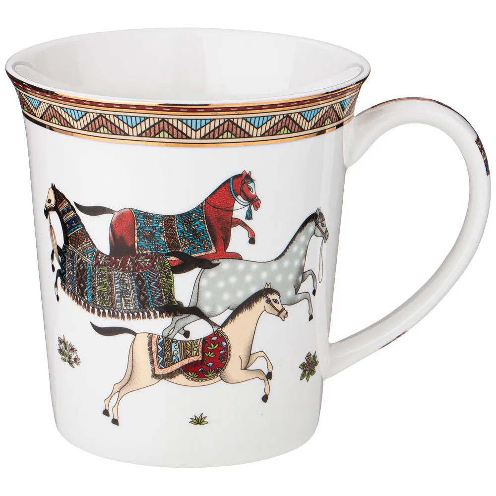Кружка из фарфора с изображением лошадей 400 мл Porcelain Horse Set