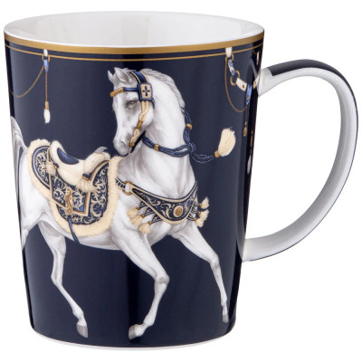 Кружка из фарфора синяя с изображением лошади 400 мл Porcelain Horse Set