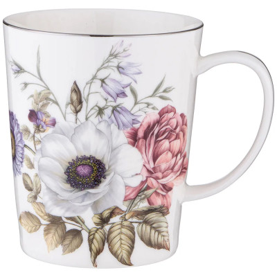Кружка фарфоровая с рисунком цветов 400 мл Garden Whisper Porcelain Set
