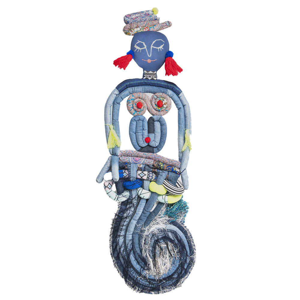 Кукла из одежды и павлопосадских платков Rusalka Blue Jeans
