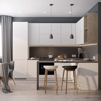 Кухонный гарнитур белый акриловый фасад Eveline White Kitchen Set