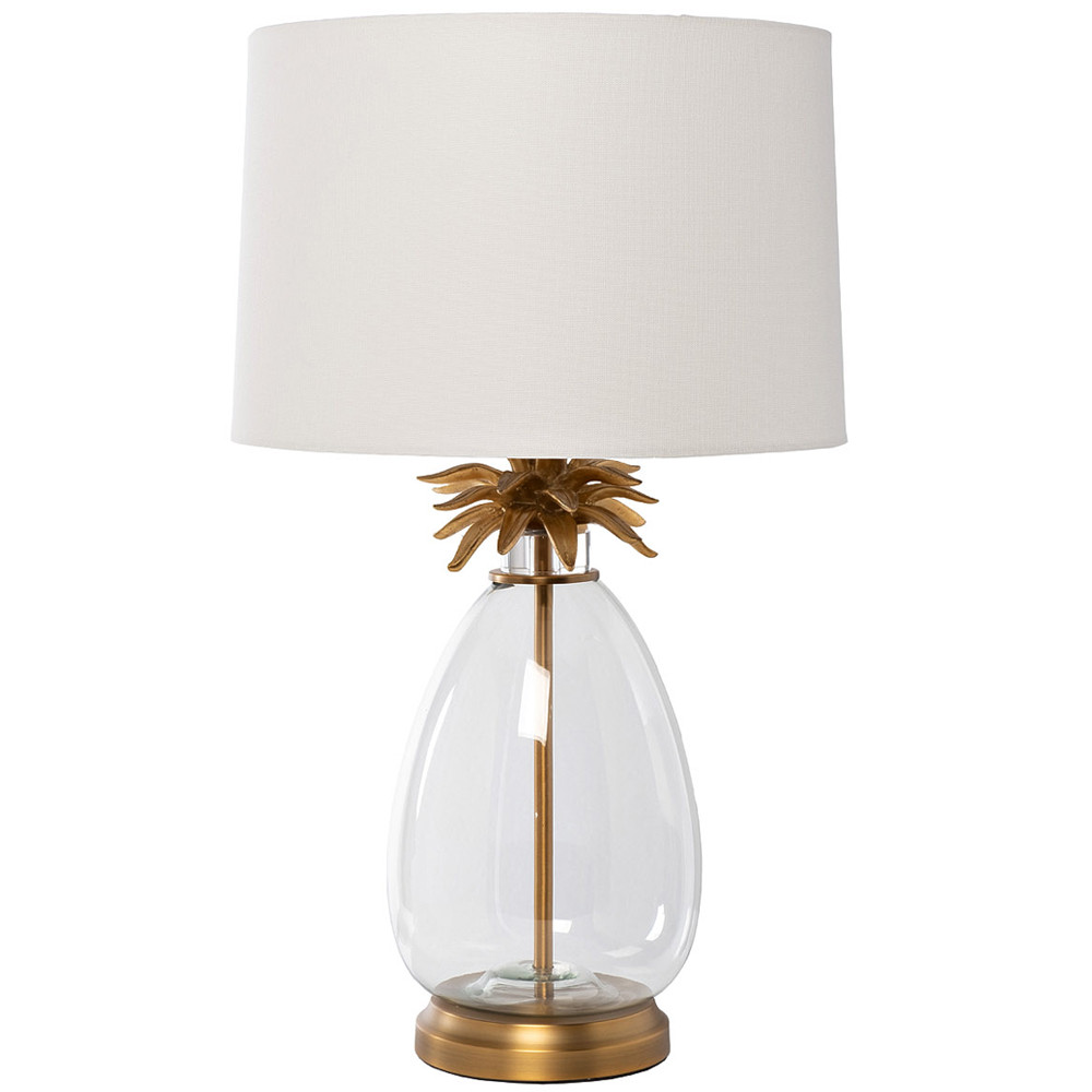 Лампа настольная с белым тканевым абажуром Pineapple Glass