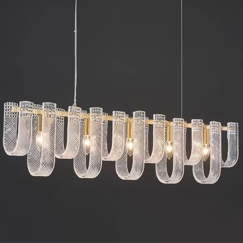 Линейная Люстра Prudence Textured Glass Linear Chandelier B