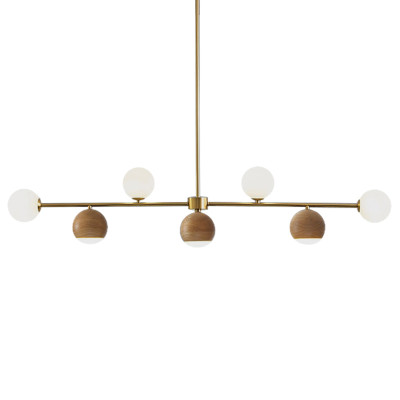 Линейная люстра Theo Metal Wooden Linear Chandelier