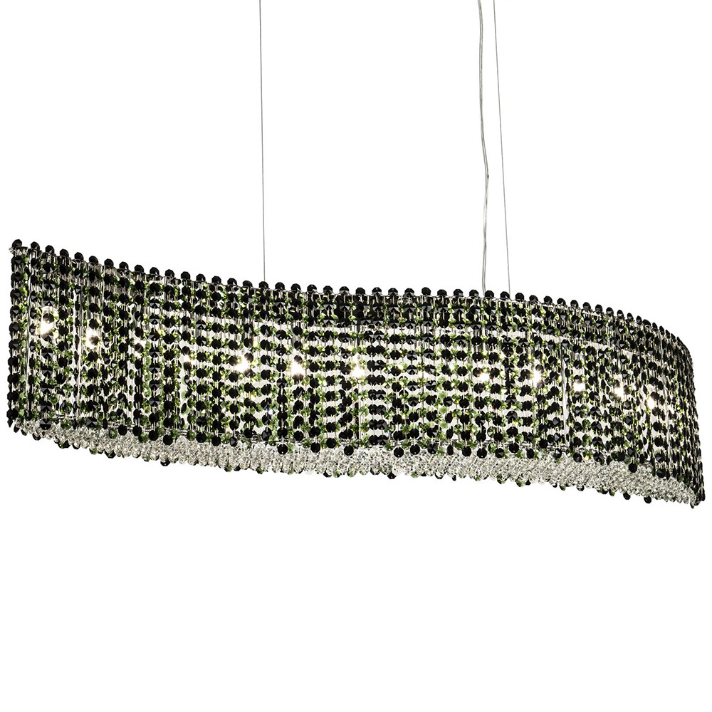 Линейная люстра изогнутой формы с хрустальными подвесками Crystal Art Chrome Green Linear Chandelier
