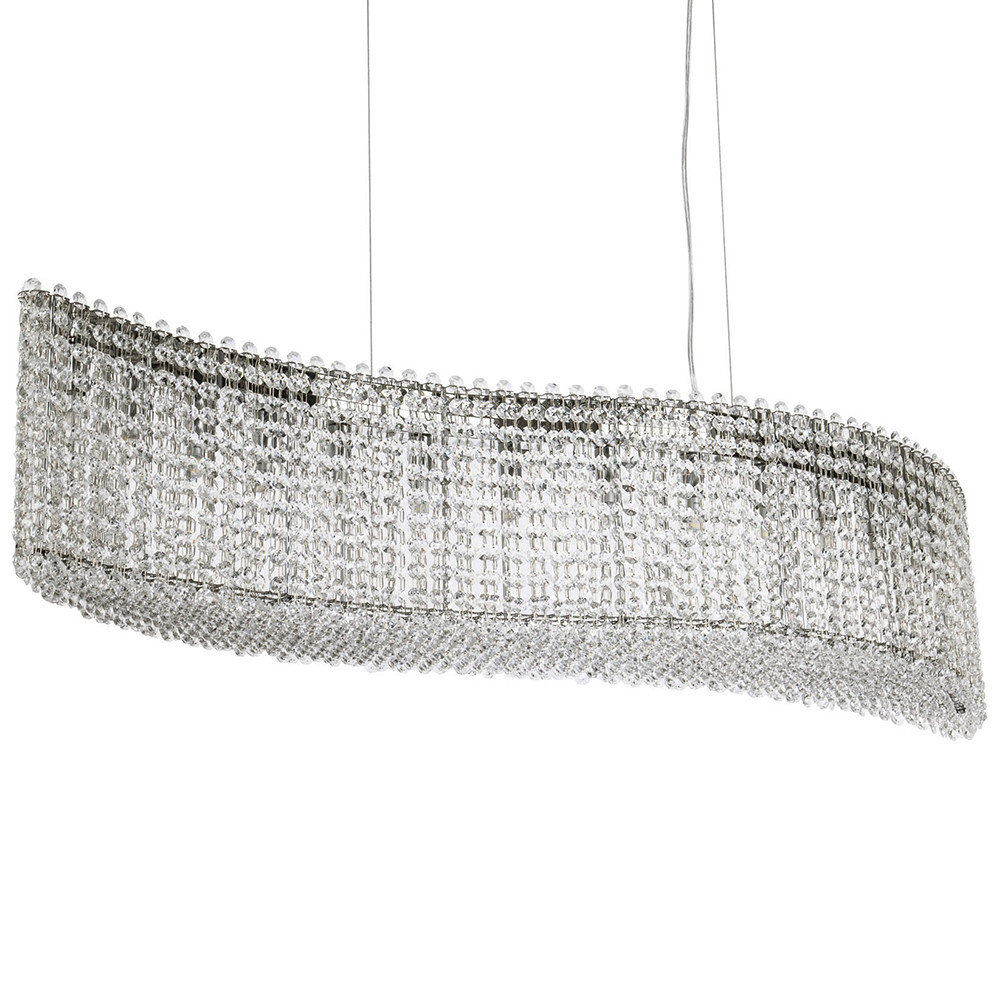 Линейная люстра изогнутой формы с хрустальными подвесками Crystal Art Chrome Linear Chandelier
